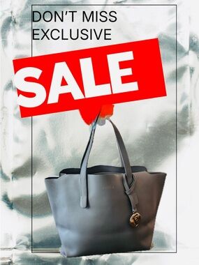 Furla gray Italian leather tote bag gold hardware